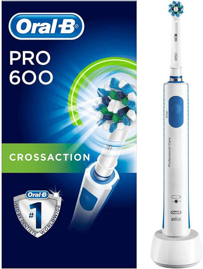 Oral-B 600 Pro Crossaction Weiß Elektrische Zahnbürste Wiederaufladbar Zähne