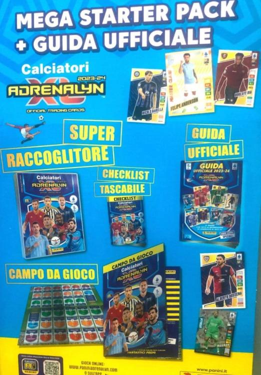 CALCIATORI PANINI ADRENALYN XL 2023-2024 MEGA PACK ALBUM + 5 BOOSTER 30 KARTEN