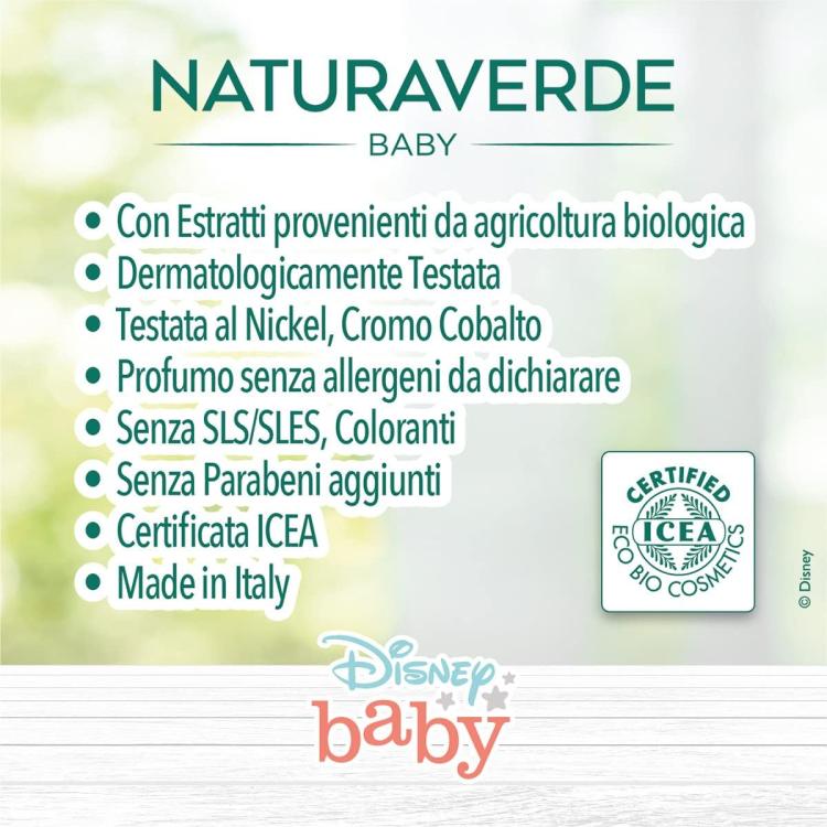 Naturaverde Disney Baby Geschenkset mit 200 ml Reinigungsgel, 100 ml Creme und Knieschoner
