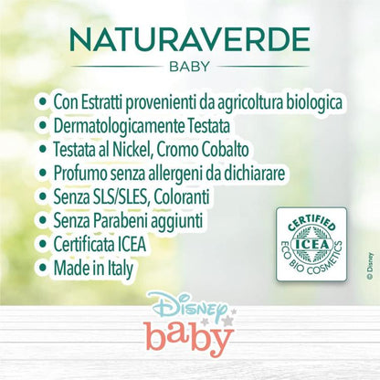 Naturaverde Disney Baby Geschenkset mit 200 ml Reinigungsgel, 100 ml Creme und Knieschoner
