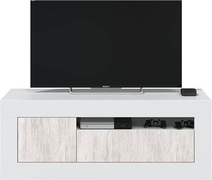 TV-Möbel Baltik weiß – 139x42x53 cm mit 3 Türen und Kabelloch