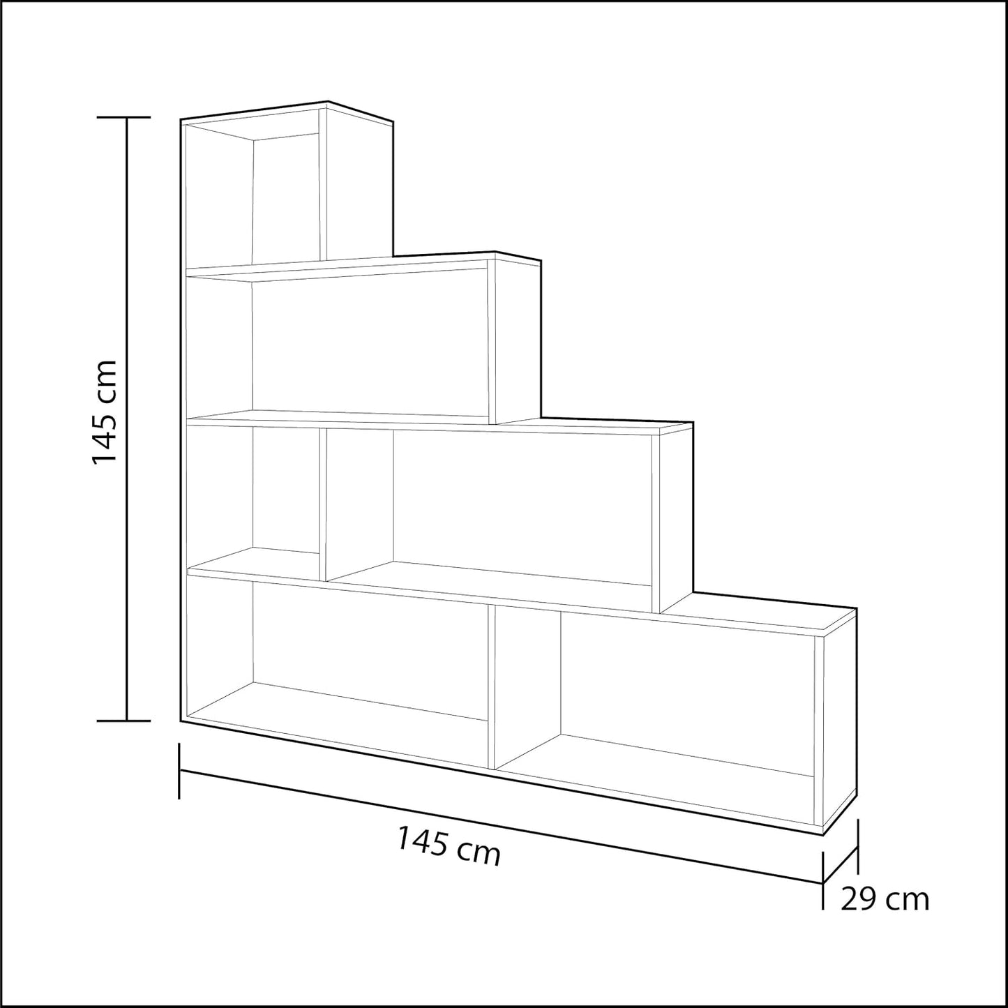 Libreria bianca lucida 145x29x145 cm - Moderna con 6 vani capienti