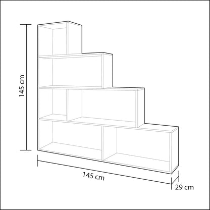 Libreria bianca lucida 145x29x145 cm - Moderna con 6 vani capienti