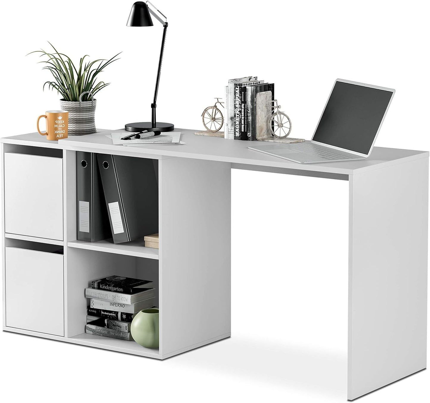 Scrittoio reversibile bianco pluriposizione - 120x49x78 cm regolabile