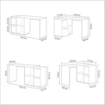 Scrittoio reversibile bianco pluriposizione - 120x49x78 cm regolabile