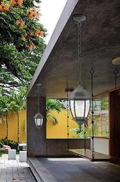 Hängelampe mit Kette, Deckenleuchte für den Garten, Fassung E27/Grau