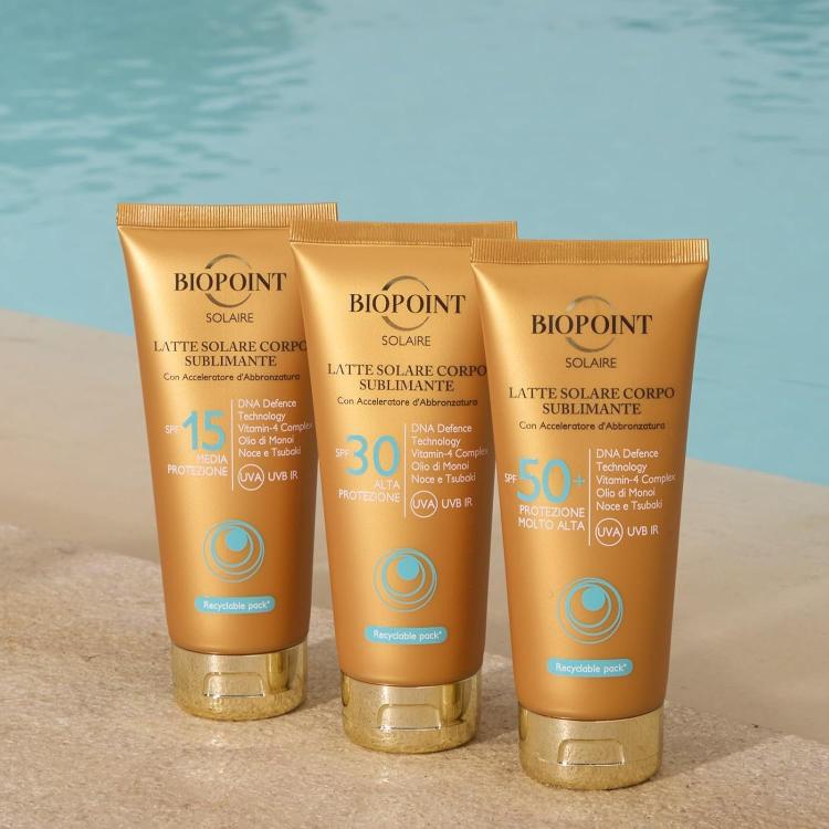 BIOPOINT - Sonnenschutzmilch für den Körper, sublimierend, hoher Schutz LSF30, Tube 200ml