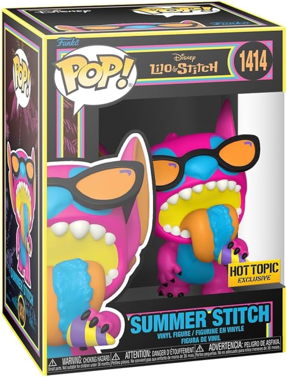 Funko Pop! Disney – Lilo & Stitch (1414) Summer Stitch Blacklight Vinyl Figur 9cm