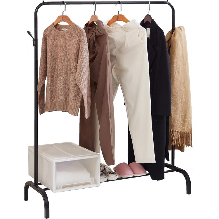 Kleiderständer Garderobenständer Schuhregal Garderobe aus Metall (Schwarz)