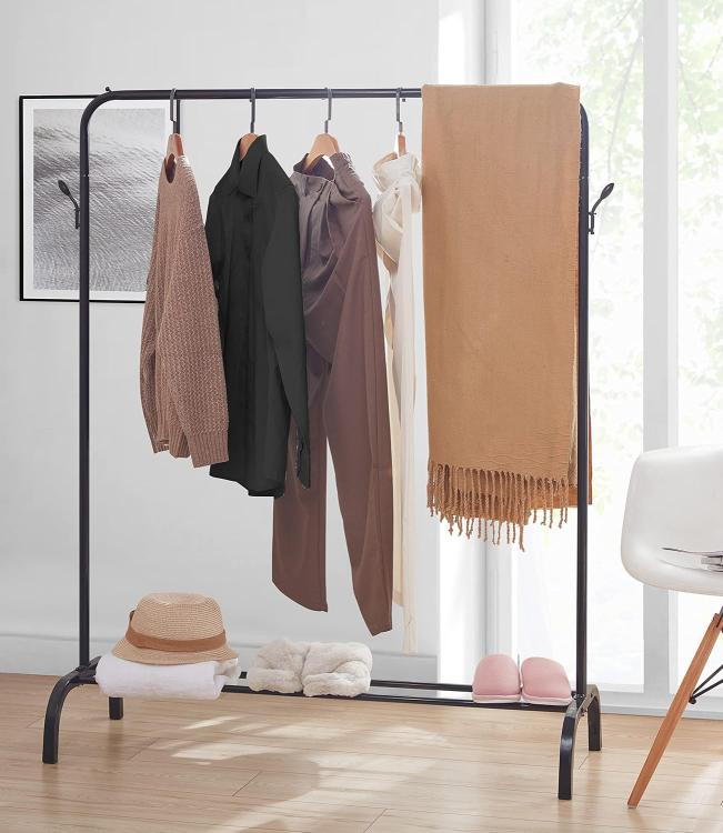 Kleiderständer Garderobenständer Schuhregal Garderobe aus Metall (Schwarz)