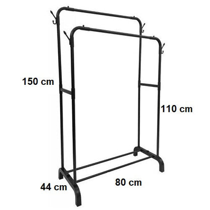 Stender Stand Doppio Appendiabiti Attaccapanni Scarpiera Guardaroba Metallo Nero