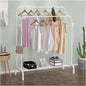 Double Garment Rack Coat Hanger Shoe Rack Wardrobe Metal Wht