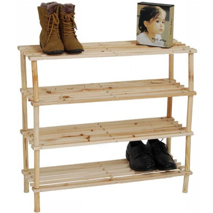Schuhregal aus Holz, 4 Ablagen, platzsparend, Schuhschrank, 67x63x27cm