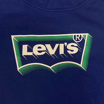 Levi's Kids Felpa da ragazzo con cappuccio grande logo sul petto 9EJ321-U85 azzurro