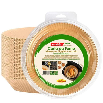 RUNDES BACKPAPIER FÜR HEISSLUFTPFRIITTE BIO BACKPAPIER 50 Stk EINWEG Ø 20x4,5cm