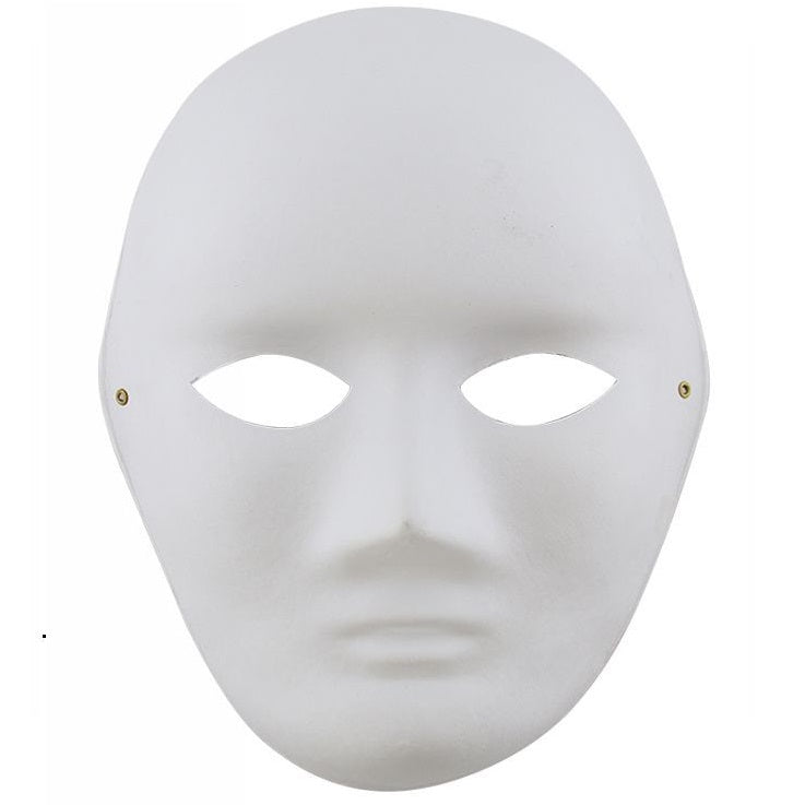 Weiße Vollgesichtsmaske aus Papier zum Bemalen für Karneval Theater Mann Frau