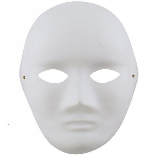 Weiße Vollgesichtsmaske aus Papier zum Bemalen für Karneval Theater Mann Frau