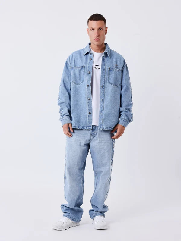 PXP Camicia overshirt in denim con inserti Polaris 2693130 JMC blu