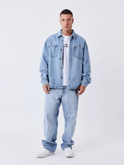 PXP Camicia overshirt in denim con inserti Polaris 2693130 JMC blu