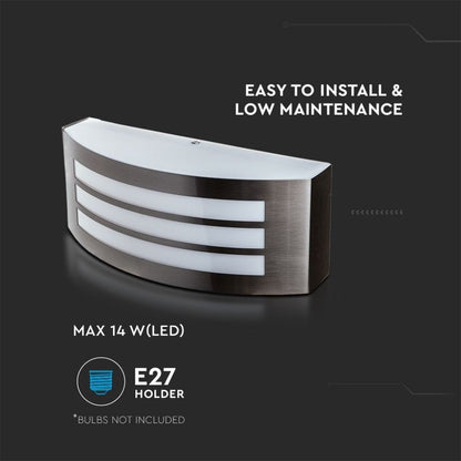 Lampada LED da Muro E27 IP44 Grigia per Esterni | V-Tac