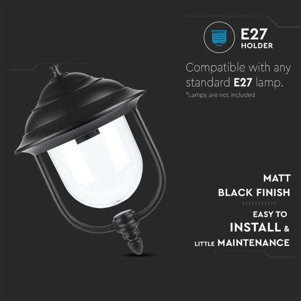 V-TAC LED-Deckenleuchte Laterne E27, L 890mm, Schwarz, IP44, Max. 60W