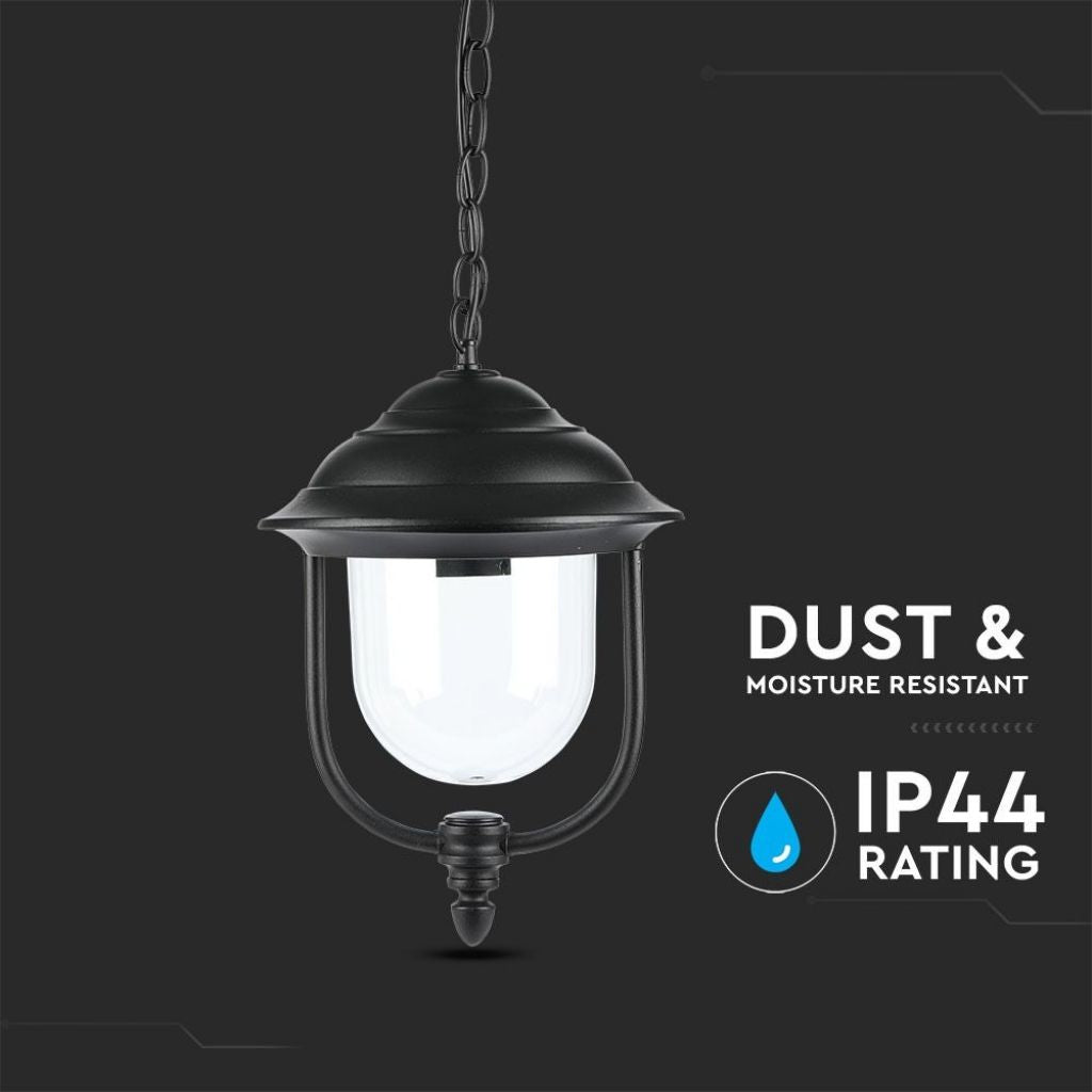 V-TAC LED-Deckenleuchte Laterne E27, L 890mm, Schwarz, IP44, Max. 60W