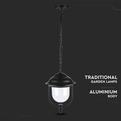 V-TAC LED-Deckenleuchte Laterne E27, L 890mm, Schwarz, IP44, Max. 60W
