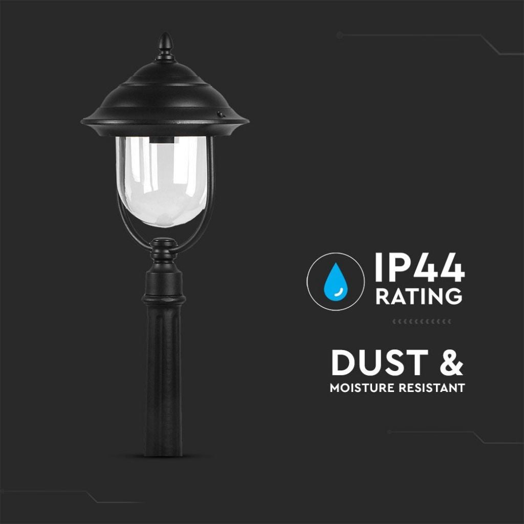 V-TAC LED-Laternen-Stehleuchte E27, H 110cm, Schwarz, IP44, Max 60W