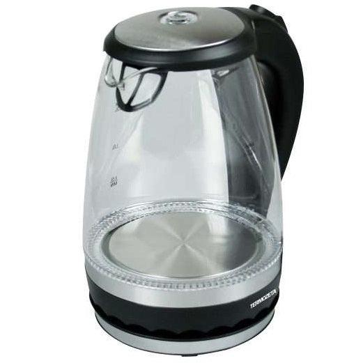 Termozeta Wasserkocher Glas Kabellos Elektrisch 1,5L aus Glas LED 2200W Milch Wasser