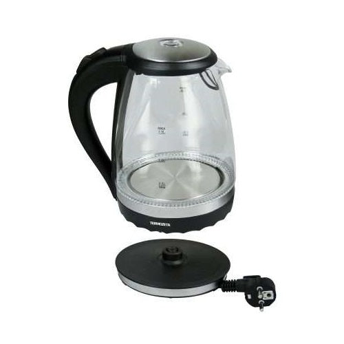 Termozeta Wasserkocher Glas Kabellos Elektrisch 1,5L aus Glas LED 2200W Milch Wasser