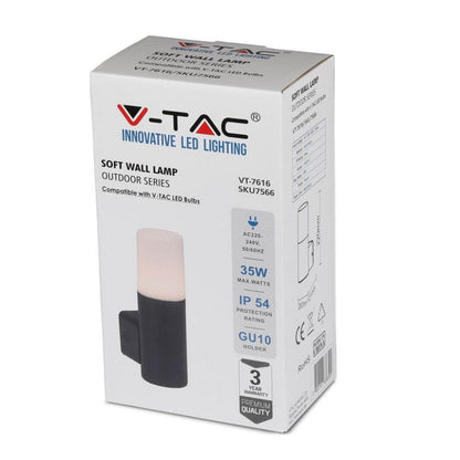 V-TAC LED-Gartenleuchte GU10, H 22cm, Mattschwarz, IP54