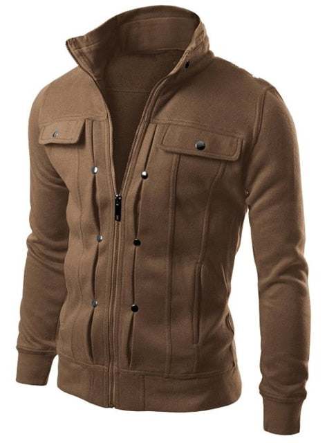 Cardigan con bottoni uomo – Giacca casual in cotone e poliestere con collo stand