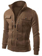 Cardigan con bottoni uomo – Giacca casual in cotone e poliestere con collo stand