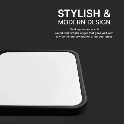 18W LED Dome Light SAMSUNG Chip 4000K Square Black Frame IP44