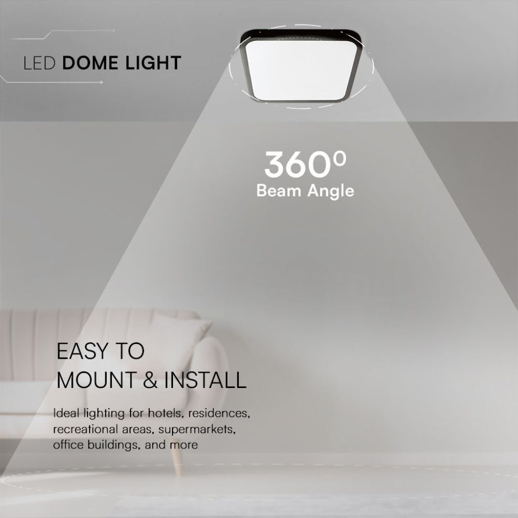 Plafoniera LED 48W Nera 420mm IP44 6500K Samsung Chip | V-TAC