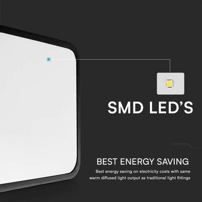 Plafoniera LED 48W Nera 420mm IP44 6500K Samsung Chip | V-TAC