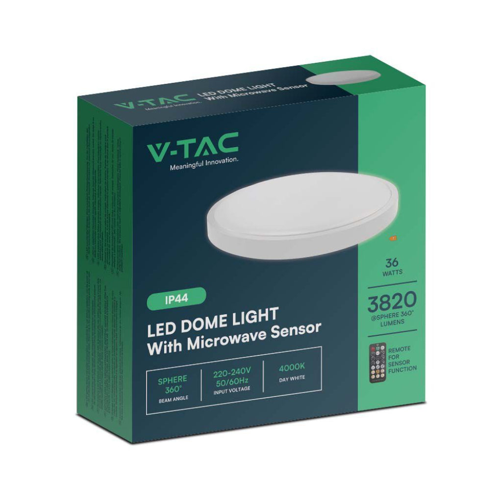 V-Tac Plafoniera LED 36W Rotonda 4000K con Sensore e Telecomando