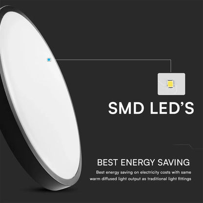 V-TAC LED-Deckenleuchte 18W Ø295mm schwarz – Samsung Chip & Sensor, 4000K