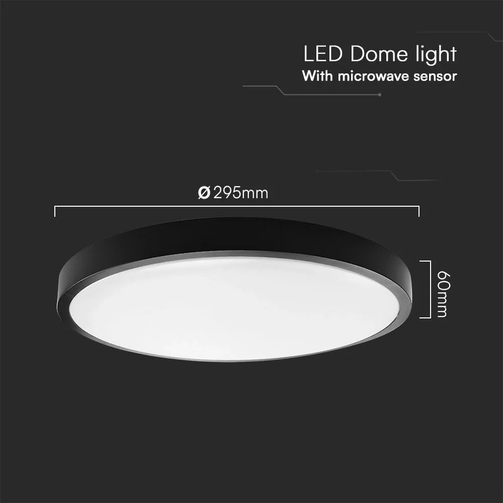 V-TAC LED-Deckenleuchte 18W Ø295mm schwarz – Samsung Chip & Sensor, 4000K