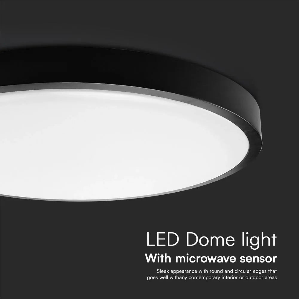 Plafoniera LED V‑TAC 36W rotonda nera – 4000K, sensore e telecomando