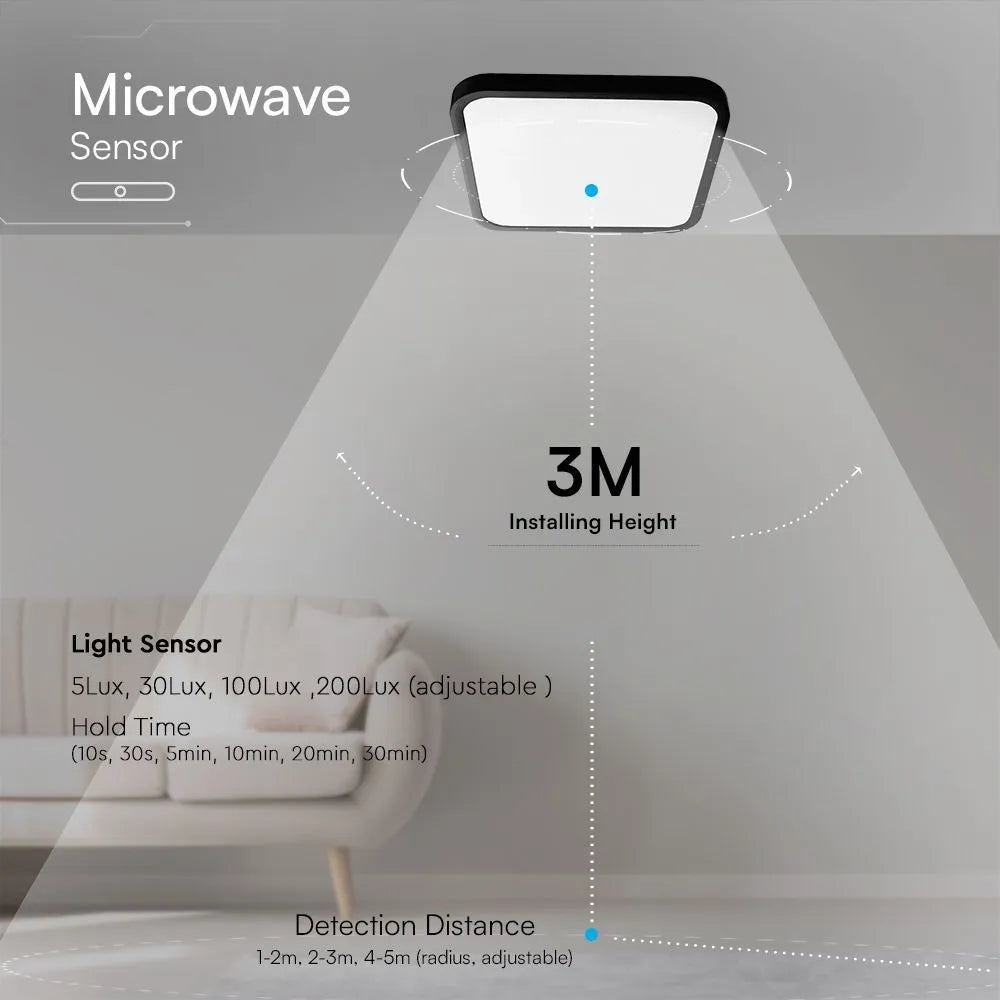 V-TAC LED-Deckenleuchte, 18 W, quadratisch, schwarz – Samsung Chip, Sensor + Fernbedienung