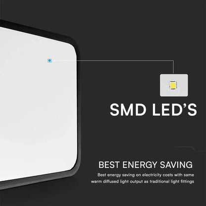 V-TAC LED-Deckenleuchte, 18 W, quadratisch, schwarz – Samsung Chip, Sensor + Fernbedienung