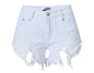 Women's high-waisted denim shorts with exposed pockets