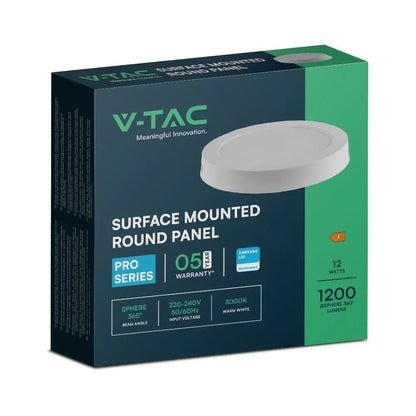 V-TAC 12W runde LED-Deckenleuchte – 6400K, Samsung Chip, weiß