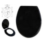 UNIVERSAL TOILET SEAT BLACK SOLID COLOUR MDF RESISTANT STEEL HINGES WC BATHROOM