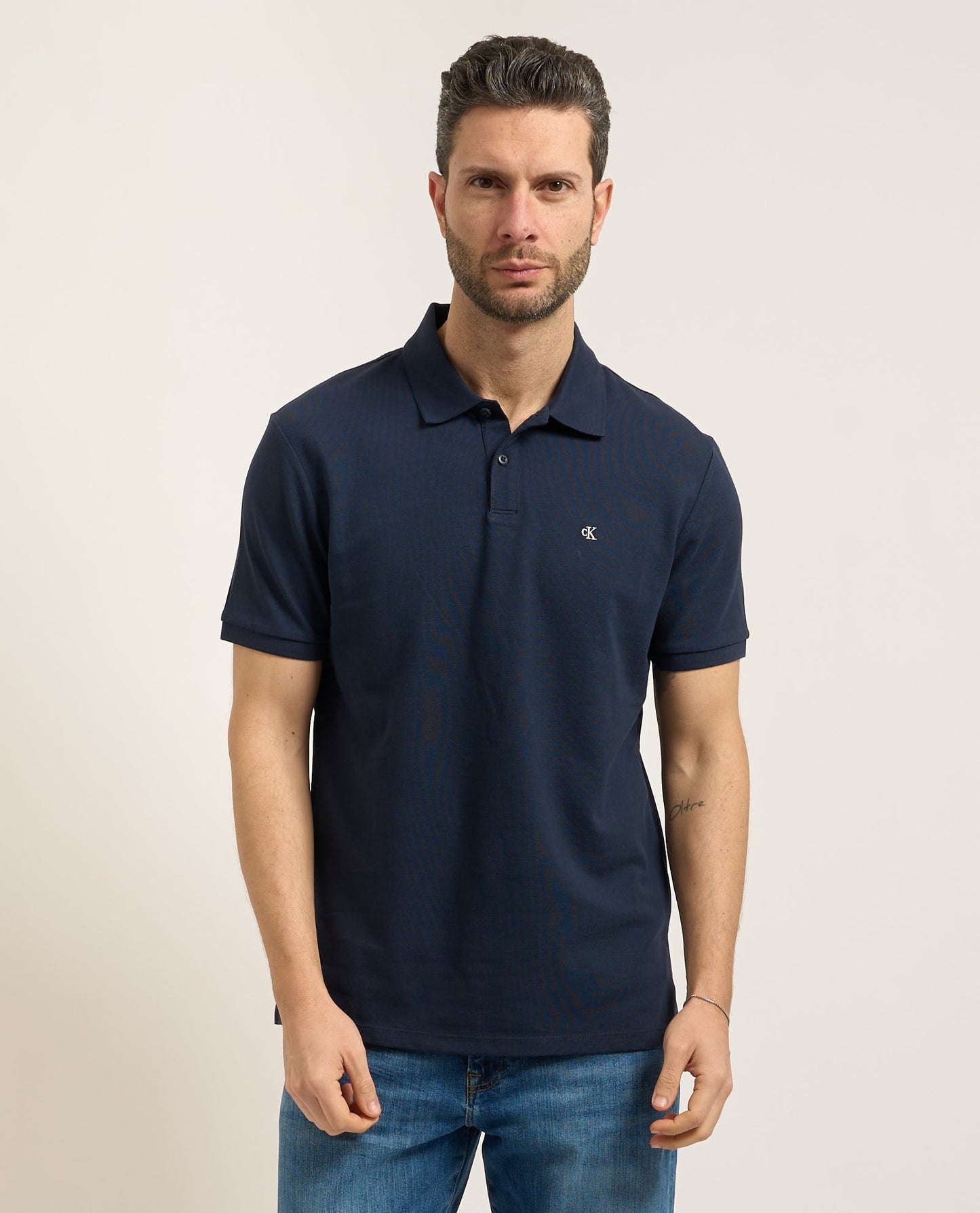 Calvin Klein Polo classica da uomo in piqué misto cotone LV040EM269 CEF blu