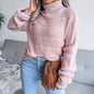 Casual long-sleeved turtleneck knit sweater