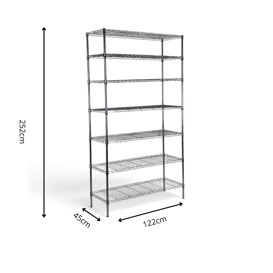 Scaffale Metallika H 252cm  – 7 Ripiani 122×45 cm