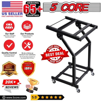 Supporto rack DJ 5Core 9U regolabile con ruote