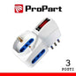 Adattatore 3pos bipasso/schuko spina10A salvaspazio + inter.
